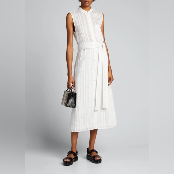Vince Stripe Gauze Sleeveless Shirtdress - Picture 1 of 11